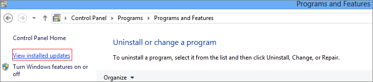 Programs and Features : Installed updates